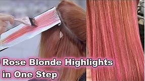Rose Gold Highlights for Hair in One Step