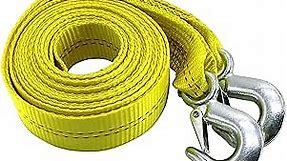 HFS(R) Heavy-Duty Tow Strap with Hooks | 10,000-Pound Capacity | Woven Polyester Webbing |HD Truck Recovery, ATV Towing, and Vehicle Rescue |Tow Rope for Versatile Applications 2 Inch X 20 Ft
