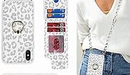 Lipvina for iPhone X/XS Case with Card Holder and Strap for Women,Crossbody Lanyard,Kickstand Ring Stand,Snap Clasp,RFID Blocking,Cute Phone Wallet Cases 5.8 inch(White Leopard)
