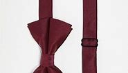ASOS DESIGN satin bow tie in burgundy | ASOS