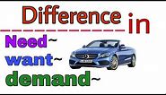 Difference between NEED, WANT and DEMAND