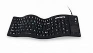''Flex Touch'' Full-size Flexible Silicone Washable Keyboard with Touchpad and ON/OFF Switch (USB) (Black) | KBWKFC103STi-BK by WetKeys Washable Keyboards