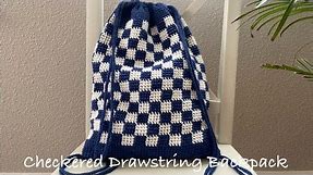 Checkered Drawstring Backpack Crochet Tutorial 체커드 베낭 뜨기/코바늘
