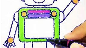 robot drawing and coloring for kids and toddlers | robot easy drawings | cute robot drawing #shorts