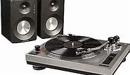 Crosley K100A-SI Belt-Drive Turntable Stereo System with Bluetooth Speakers, Silver