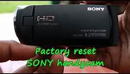How to restore factory settings in Sony Handycam CX 405