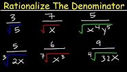 Rationalize the Denominator and Simplify With Radicals, Variables, Square Roots, Cube Roots, Algebra