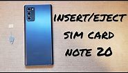 How to insert and remove sim card on Samsung Note 20