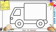 How to draw a truck EASY step by step for kids, beginners, children 8