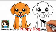 How to Draw a Puppy Dog 🦴 ❤️