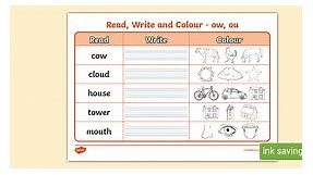 Read, Write and Colour Activity - ow, ou