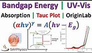 How to calculate band gap energy from UV-Vis absorption using Origin