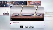Dacasso Walnut & Leather Double Holder Luxury Stand with Rolling Ball Elegant Pen Organizer & Executive Desk Decor-(3 Piece Set), Walnut