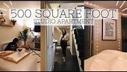 STUDIO APARTMENT TOUR | 500 sqft. bachelor suite apartment tour with decor