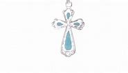 Solid 925 Sterling Silver Imitation Turquoise Cross Pendant