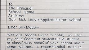 Sick leave application for school student.