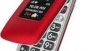 Easyfone Prime-A1 Pro 4G Unlocked Senior Flip Cell Phone, Easy-to-Use Big Button Hearing Aids Compatible Flip Mobile Phone with SOS Button, GPS and Charging Dock (Red)