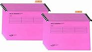 12 Pcs Hanging File Folders with Tabs and Card Inserts,A4 Suspension Files for Filing Cabinets, Waterproof Suspension Files Holder with Adjustable Tab Design for Home Office School (Pink)