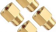 SUNGATOR Brass Pipe Fitting, 1/2" NPT Male Pipe x 1/2" NPT Female Pipe Brass Fitting Adapter, 1/2 Inch Male to 1/2 Inch Female Pipe Fitting Adapter, 1/2'' NPT Brass Pipe Extension Fittings, Pack of 4