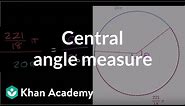 Finding central angle measure given arc length | Circles | Geometry | Khan Academy