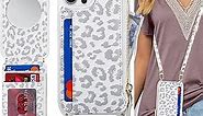 Cavor for iPhone 12 Case with Card Holder,iPhone 12 Wallet Case for Women,iPhone 12 Case Magsafe,Phone Case iPhone 12 Pro Crossbody Case with Strap,Magnetic Zipper Cover-Leopard White