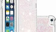Compatible with iPhone 5S Case, Bling Glitter Liquid Clear Case Floating Quicksand Shockproof Protective Sparkle Silicone Soft TPU Case for iPhone 5S / iPhone 5. YBL Star Pink