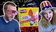$3 ROCKET POPS Firecracker Popsicle Eating Challenge in 1 Minute! 4th of July (Try it Out! #3)