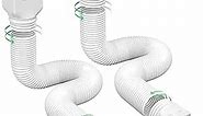 Rain Gutter Downspout Extensions, Downspout Extender for Rainwater Drainage Flexible, Down Spout Drain Extension Pipe and Extendable from 21 to 66 Inches (2 Pack, White)