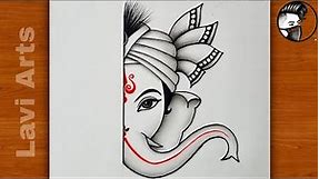 How to draw God Genesha half face [Easy] | drawing ideas for beginners | Bhagwan drawing |Lavi arts