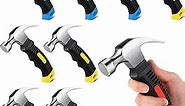 Therwen 9 Pcs Small Claw Hammer Bulk 8 Oz Small Stubby Hammers Mini Stubby Claw Hammer Multifunction Claw Hammers Tool with Soft Rubber Handle for Home Repair DIY Building Woodwork Camping 3 Colors