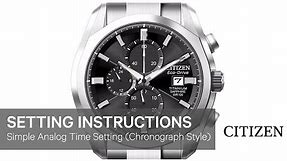 Citizen Watch Setting Instructions — Simple Analog Time Setting (Chronograph Style)