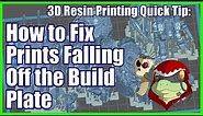 How to Fix Prints Falling off or Separating from the Build Plate on your 3D Resin Printer