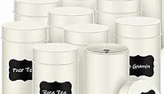 10 Pack Tea Tin Canister Round Metal Containers for Tea Airtight Canisters Double Seal Tea Canisters Set with Label Stickers Pen for Loose Tea Coffee Sugar Candy Herbs Storage Kitchen, Beige