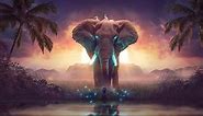 Elephant Surreal Landscape Lively Wallpaper