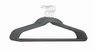 Simplify 6 Pack Extra Wide Plastic, Fabric, Metal Clothing Hanger, Grey