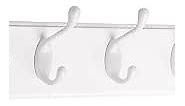 Liberty Hardware 129847 18-Inch Coat and Hat Rail/Rack with 4 Heavy Duty Hooks, White and White