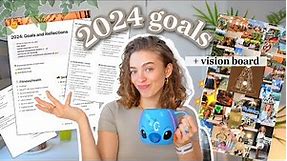 How I Set My New Year's Goals 2024 | free templates, vision board, reflections + resolutions