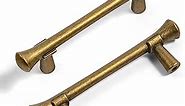 Antique Brass Cabinet Handles, Rustic Refinement Drawer Pulls for Kitchen, Cabinet Hardware for Bedroom, 3 Inches Center to Center, 6 Pack (Model 6652)