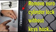 How to remove euro cylinder lock without key - replace screen door lock