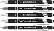 Personalized Ballpoint Pens with Stylus Tip - Black, 12 Pack, Customized with Your Name or Text