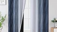 Estelar Textiler Full Room Darkening Greyish White and Navy Blue Blackout Curtains 45 Inch Length 2 Panels Set,Ombre Thermal Insulated Full Light Blocking Grommet Blackout Drapes for Kitchen,52Wx45L