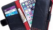 iPhone SE (2022/2020) Wallet Case, iPhone 7 Wallet Case, iPhone 8 Leather Case – Luxury Genuine Leather – Shockproof -TPU Inner Shell – Card Holder Slots Vintage Black