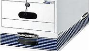 Bankers Box 12 Pack STOR/FILE Medium-Duty File Storage Boxes, FastFold, String and Button, Letter, White/Blue