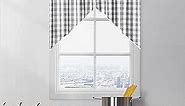 Grey Buffalo Plaid Cafe Curtains Farmhouse Swag Kitchen Curtain Valance 36 Inches Long, Gingham Check Rod Pocket Half Window Short Curtains for Kitchen Bathroom, 28" x 36", Silver/Gray, Set of 2