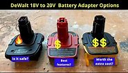 Review of 18 Volt to 20 Volt Battery Adapters for Dewalt 18 Volt Drills and other power tools.