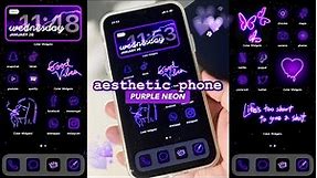 customize your iphone 💜 (Purple Neon theme) iOS15 🦋 | how to have an aesthetic phone