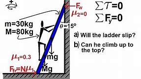 Physics 15 Torque Example 7 (7 of 7) The Ladder Problem (should be cos(15) at end)