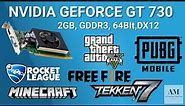 NVIDIA GEFORCE GT730 [ 2GB, GDDR3, 64BIT, DX12 ] GAMEPLAY2023, BENCHMARK, GTA5, PUBG, FREEFIRE,....