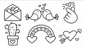 6 Cute Valentine's Day Doodle Drawings for Kids ❤️ Valentine's Day Coloring Page for Kids