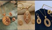 Gold pendant designs 2023, latest Gold locket set designs light weight, Gold pendent earring designs